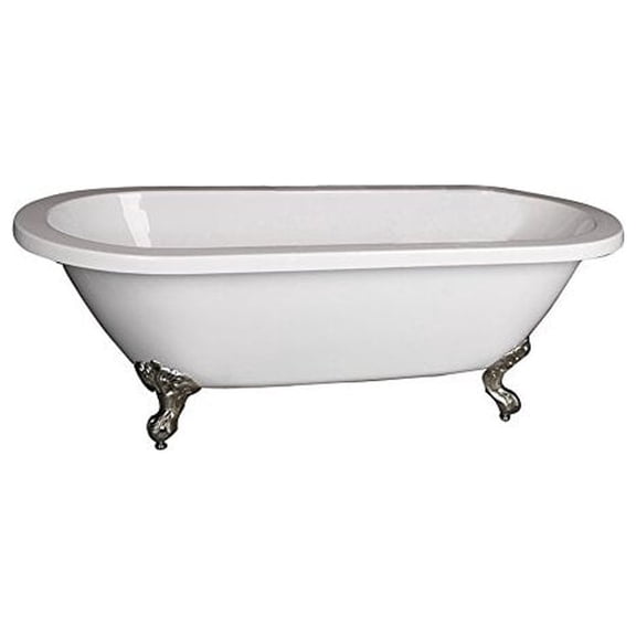 Barclay ATDR7H70I-WH-BN 70 Inch Double Bathtub With Brushed Nickel Feet