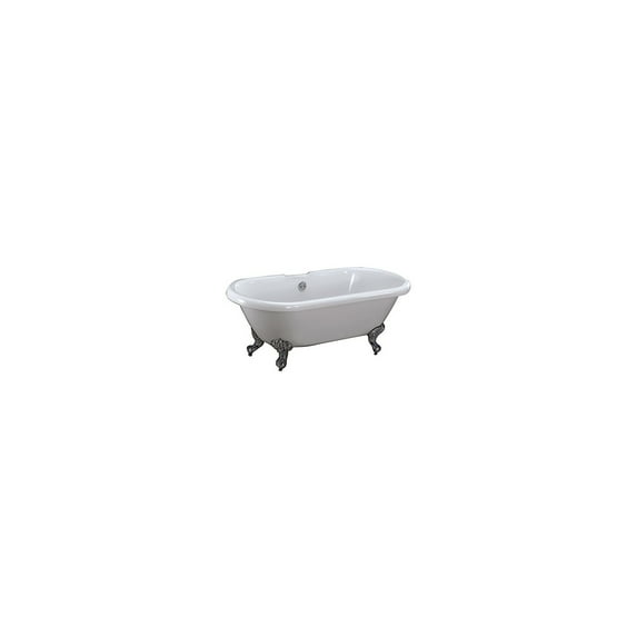 Barclay ATDRN69I-WH-CP 69" Acrylic Double Bathtub With Polished Chrome Feet