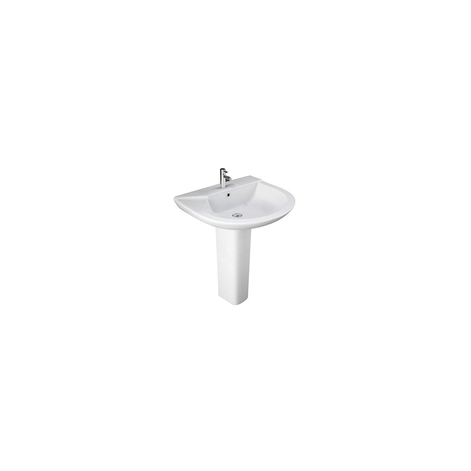 White Vitreous China 25'' Pedestal Bathroom Sink with Overflow