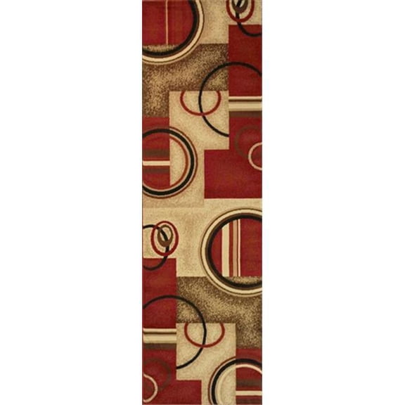 Barclay Arcs and Shapes 2 ft. 3 in. x 7 ft. 3 in. Runner Rug in Red