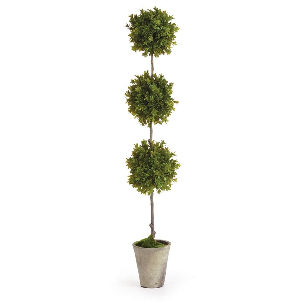36" Green Faux Boxwood Topiary in Metal Pot