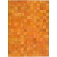thumbnail image 1 of Nourison   Vivid Textured Over-dyed Hair on Hide Modern Patchwork Area Rug Tangerine,Brindle 8' x 10' Cotton,Leather,Natural Fiber, 1 of 5