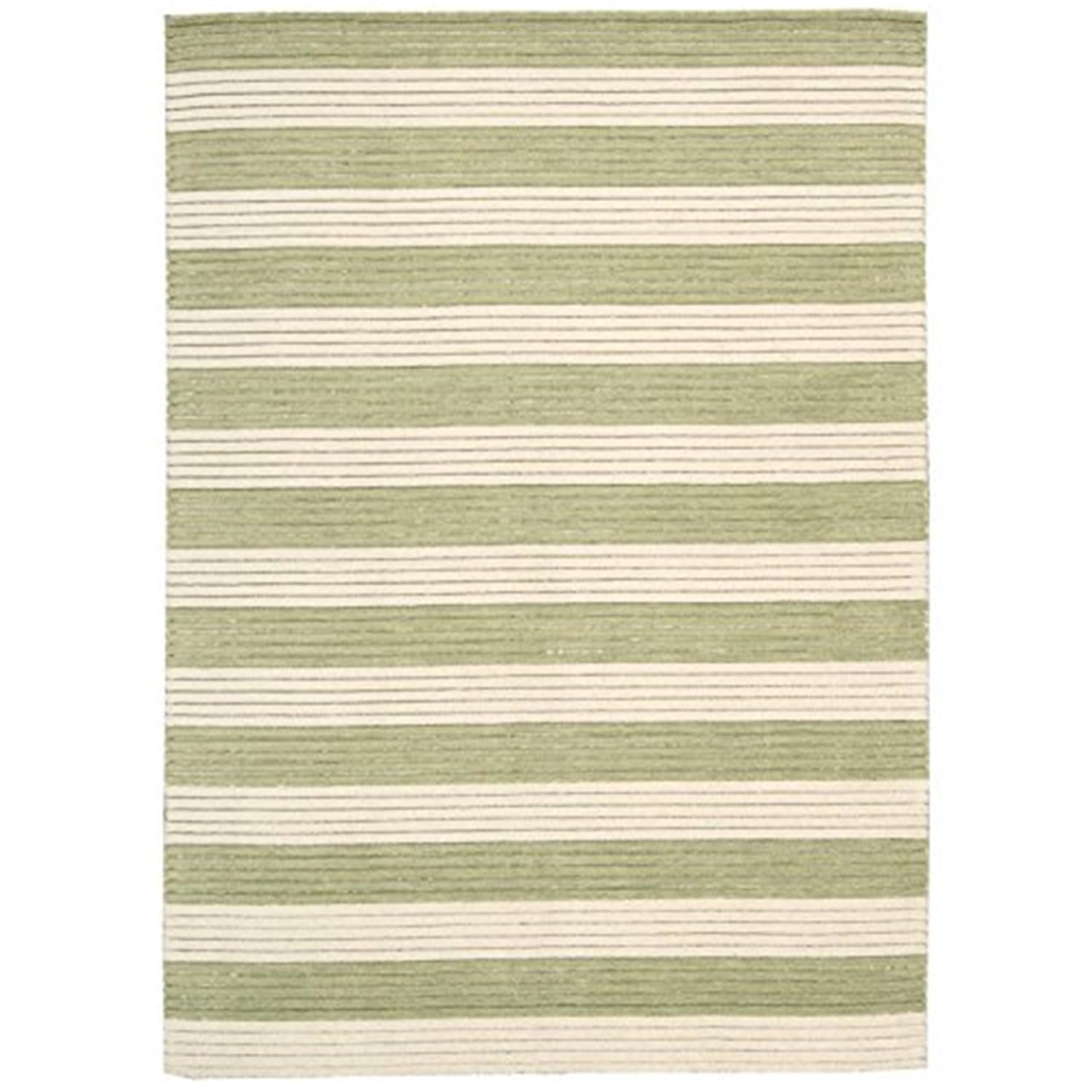 Sage Stripe Handmade Wool 8' x 10' Rustic Runner Rug