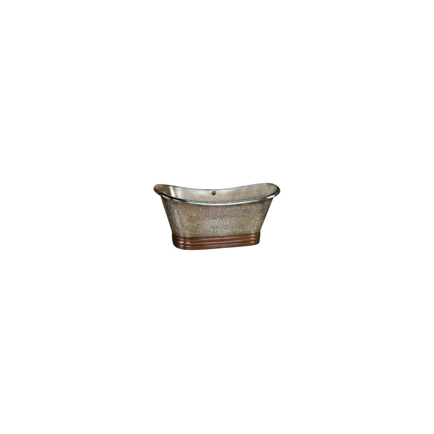 Antique Copper and Nickel Freestanding Double Slipper Tub
