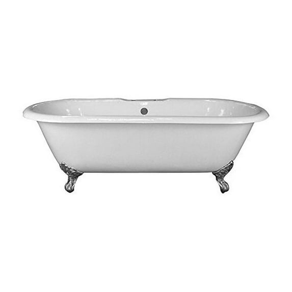 Barclay CTDR7H61-WH-PN 61" Roll Top Tub w/ 7" Deck Centers White/Polished Nickel