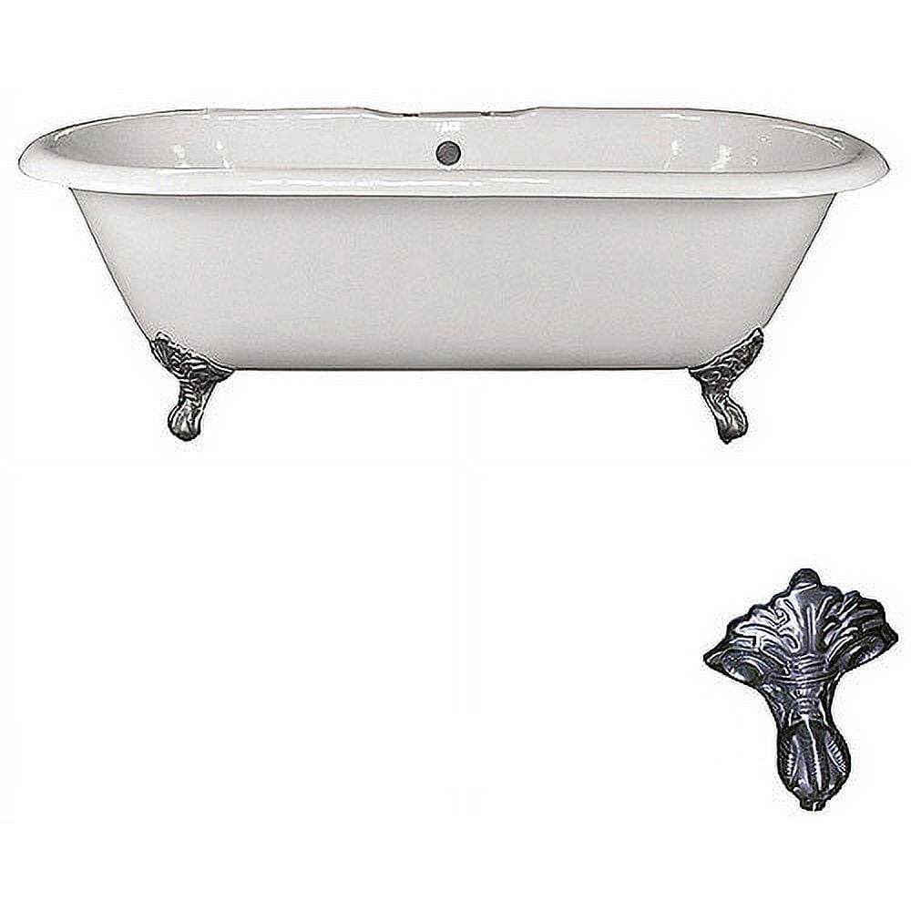 67.75'' White Cast Iron Clawfoot Freestanding Bathtub