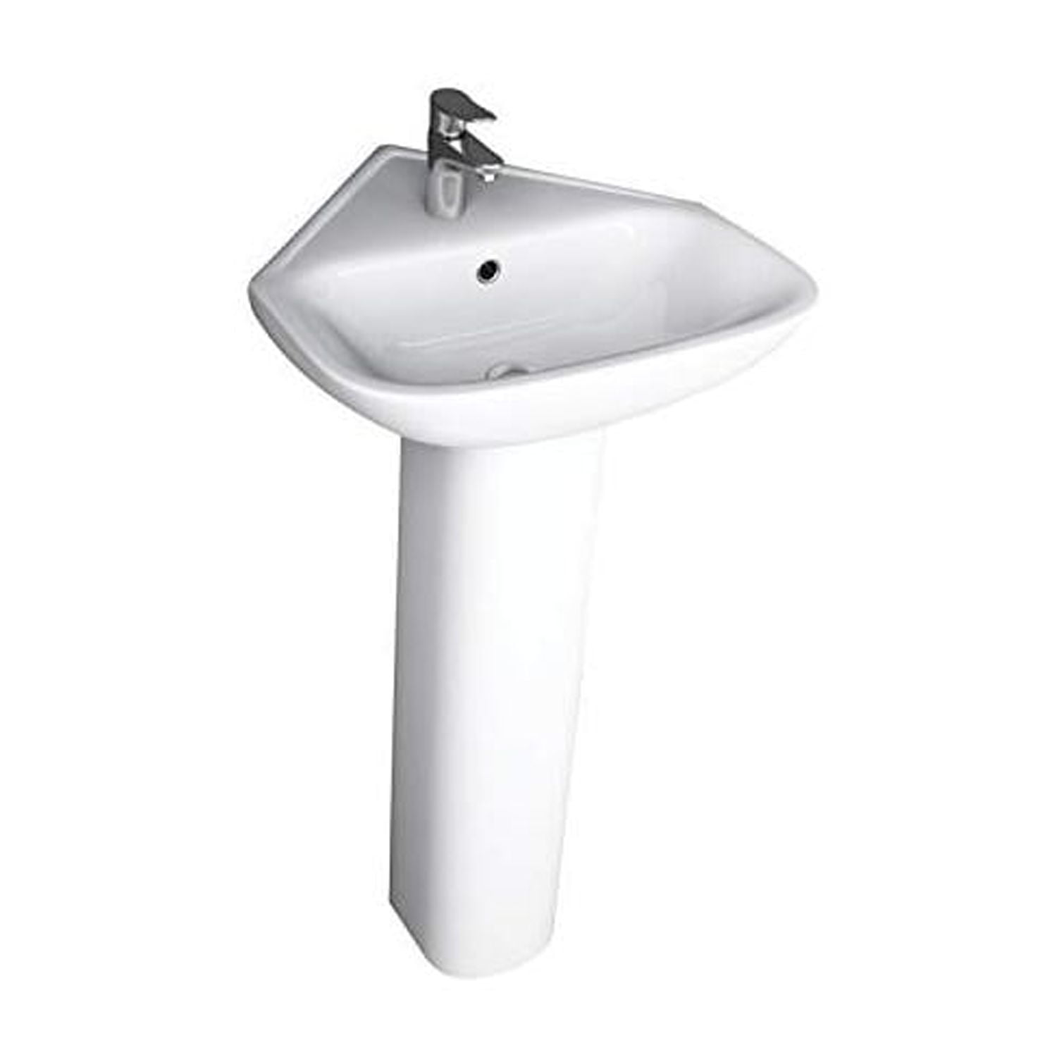 Eden White Ceramic Corner Pedestal Bathroom Sink