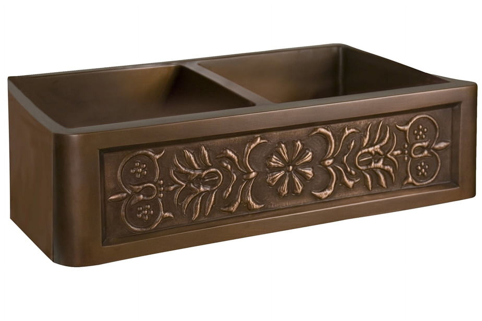 Sicily 36'' Double Bowl Copper Farmhouse Apron Sink