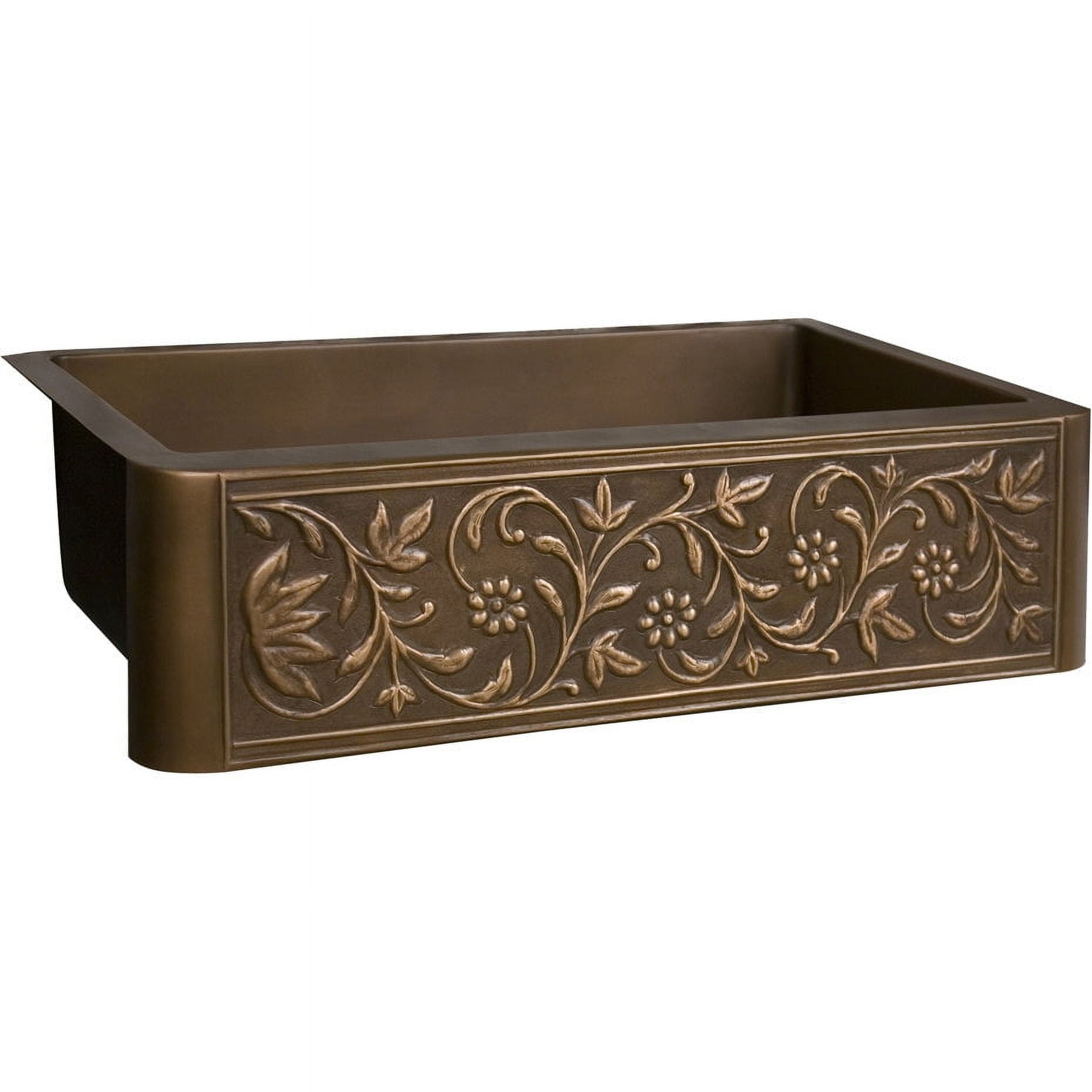 Embossed Antique Copper Farmhouse Apron Front Sink