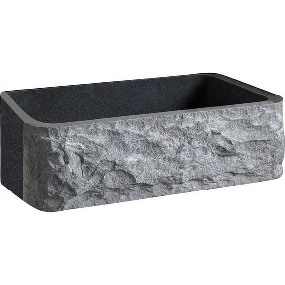 Barclay FSGSB4014-GPBL Granite Single Bowl Farmer Sink with Chiseled Front
