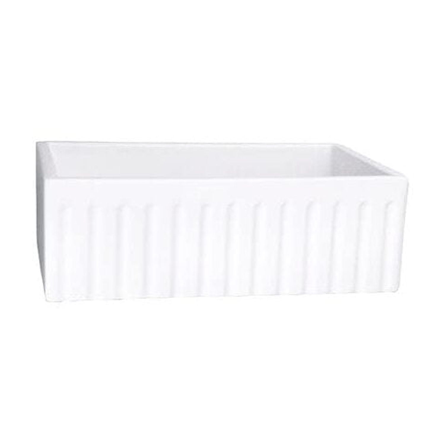 White Fireclay 30'' Fluted Farmhouse Kitchen Sink