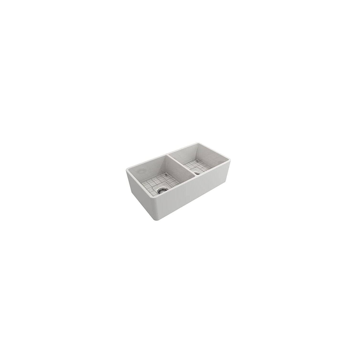 Langley 33'' White Fireclay Double Basin Farmhouse Sink