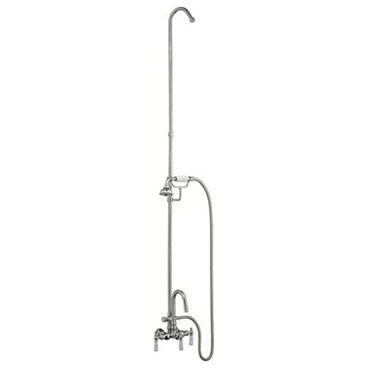 Polished Chrome Wall Mounted Tub Faucet with Handshower