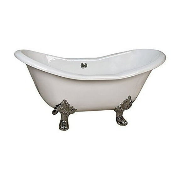 Barclay Macon CTDS7H61-WH-WH 7 Inch Rim Holes White Lion Paw Double Bathtub