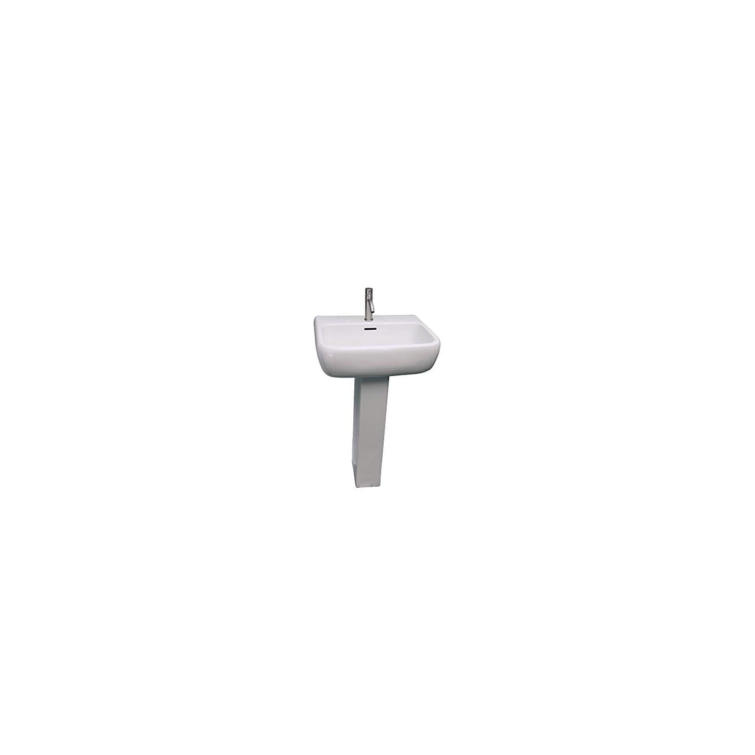 White Vitreous China Rectangular Pedestal Sink with Overflow