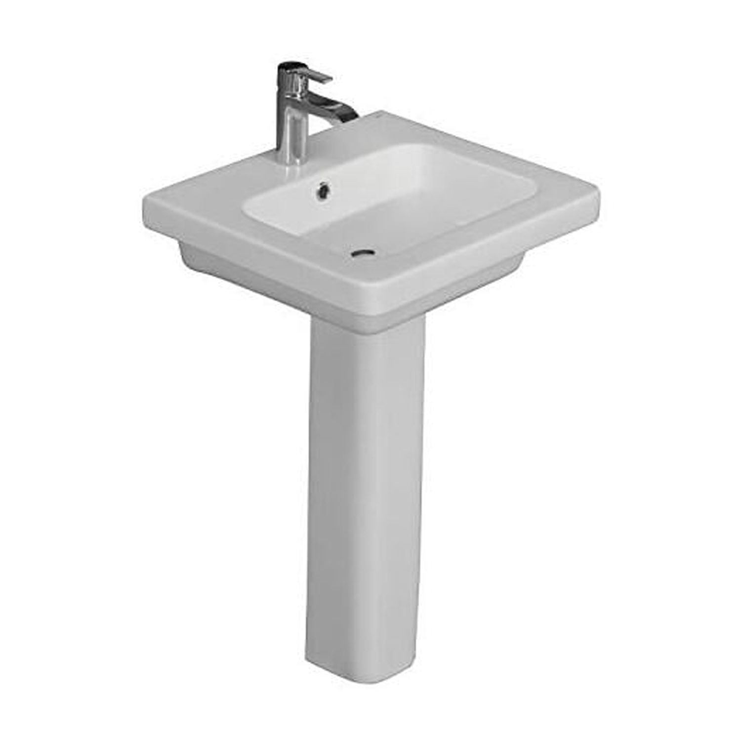 Modern White Vitreous China Rectangular Pedestal Sink