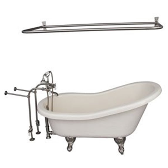 Barclay Clawfoot Soaking Bathtub with Curtain Rod 60L 29.75W 31H