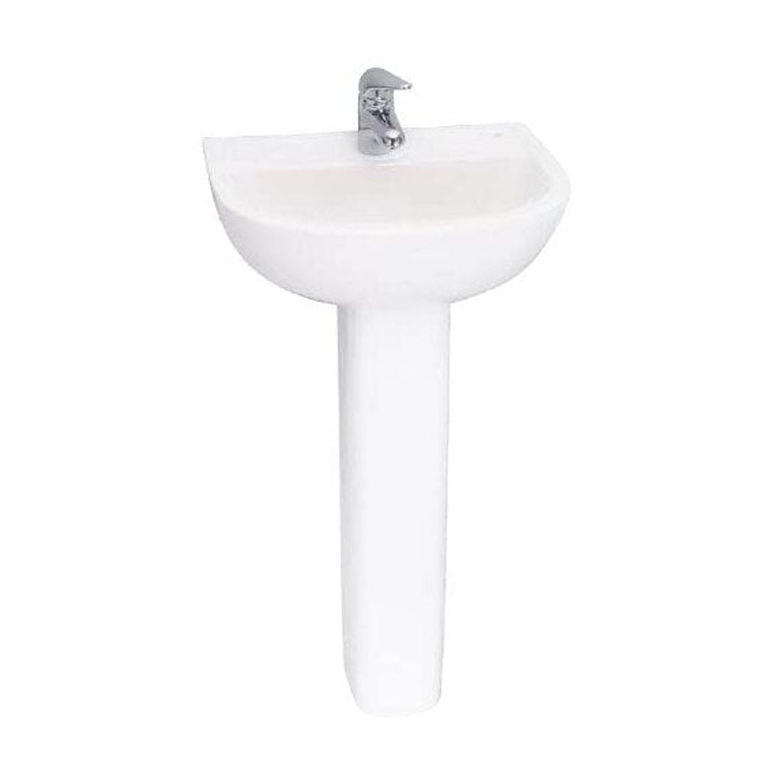 Compact White Vitreous China Pedestal Bathroom Sink with Overflow