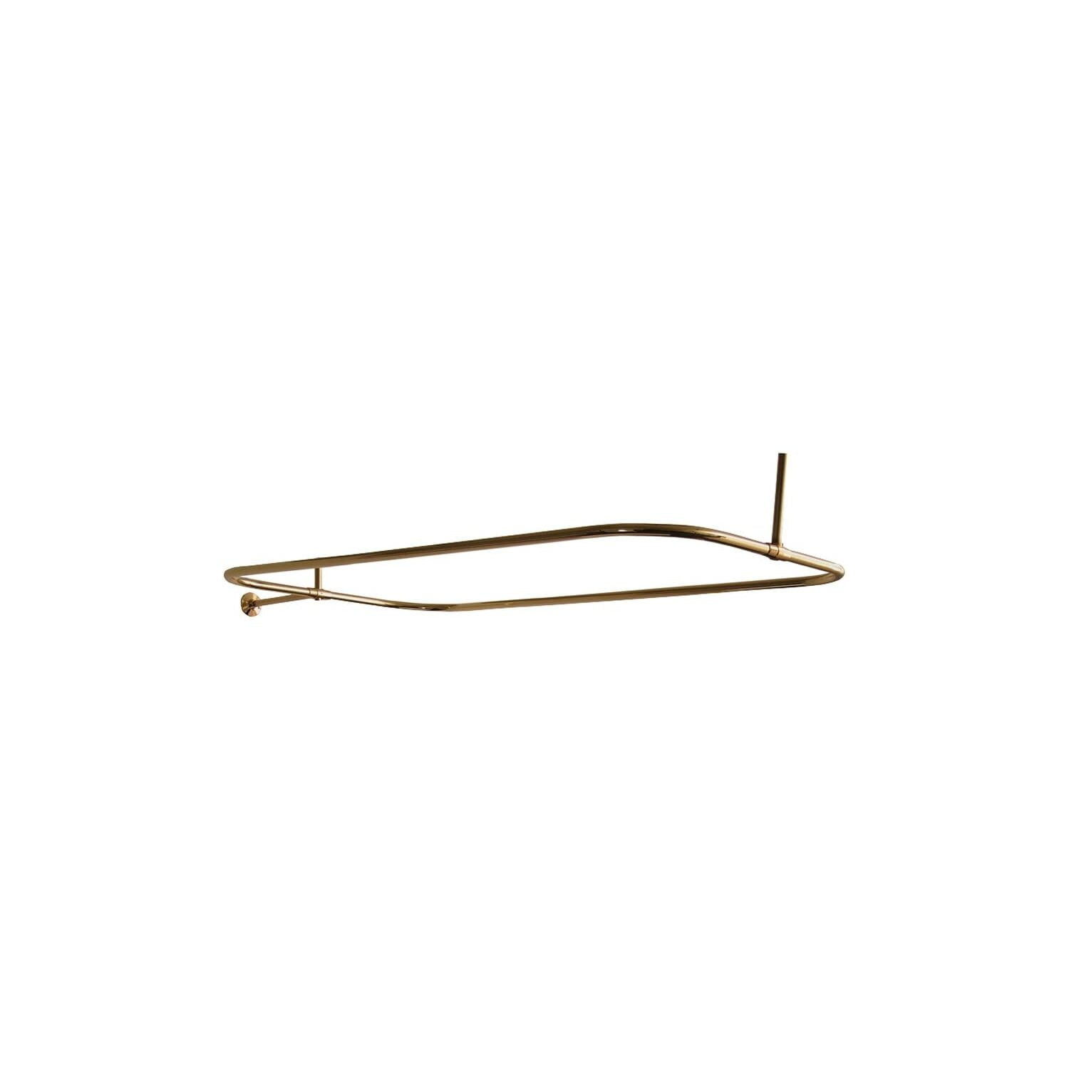 54" Polished Brass D-Shaped Modern Shower Rod