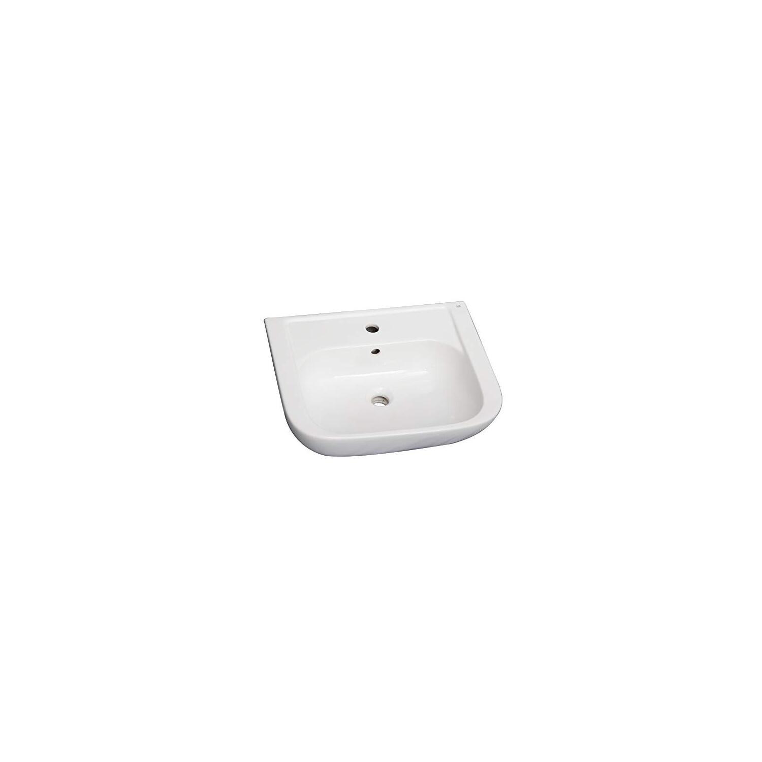 White Ceramic Wall-Mount Pedestal Sink with 3 Faucet Holes