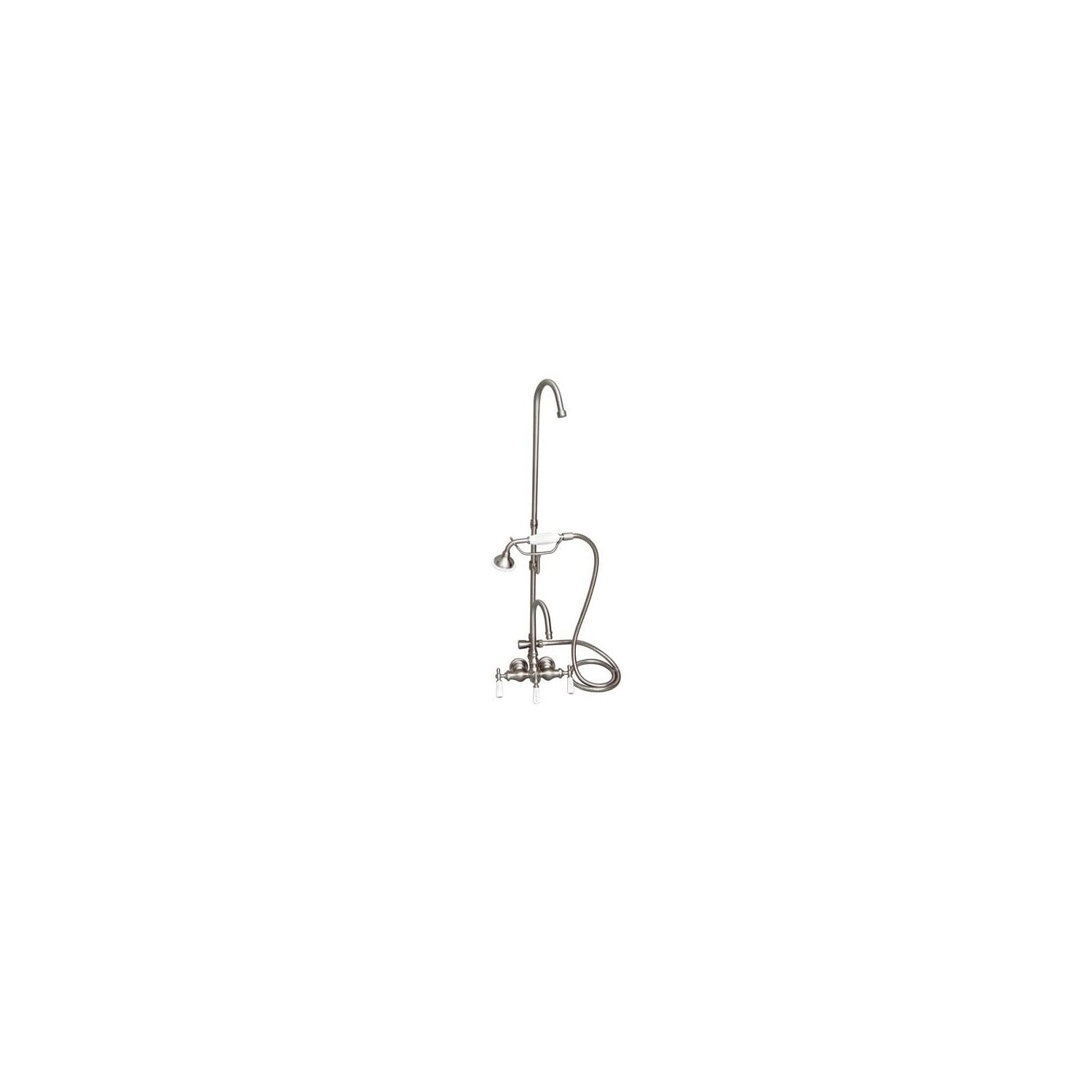Polished Nickel Wall Mounted Clawfoot Tub Faucet with Handshower