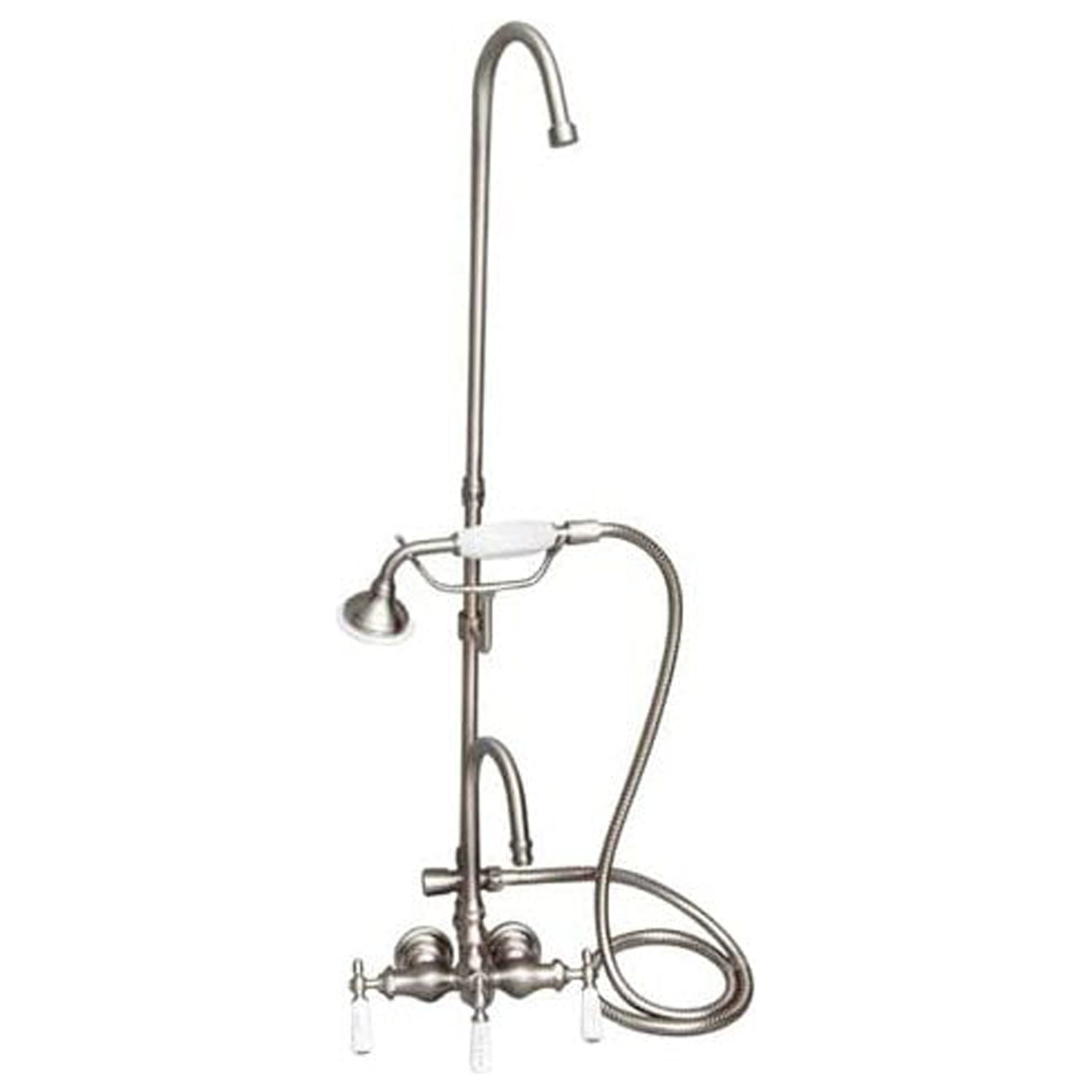 Brushed Nickel Wall Mounted Brass Faucet with Handshower