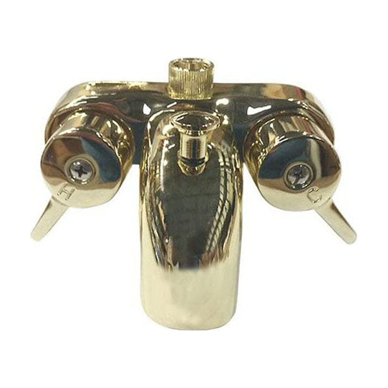 Polished Brass Wall-Mounted Lever Faucet with Diverter