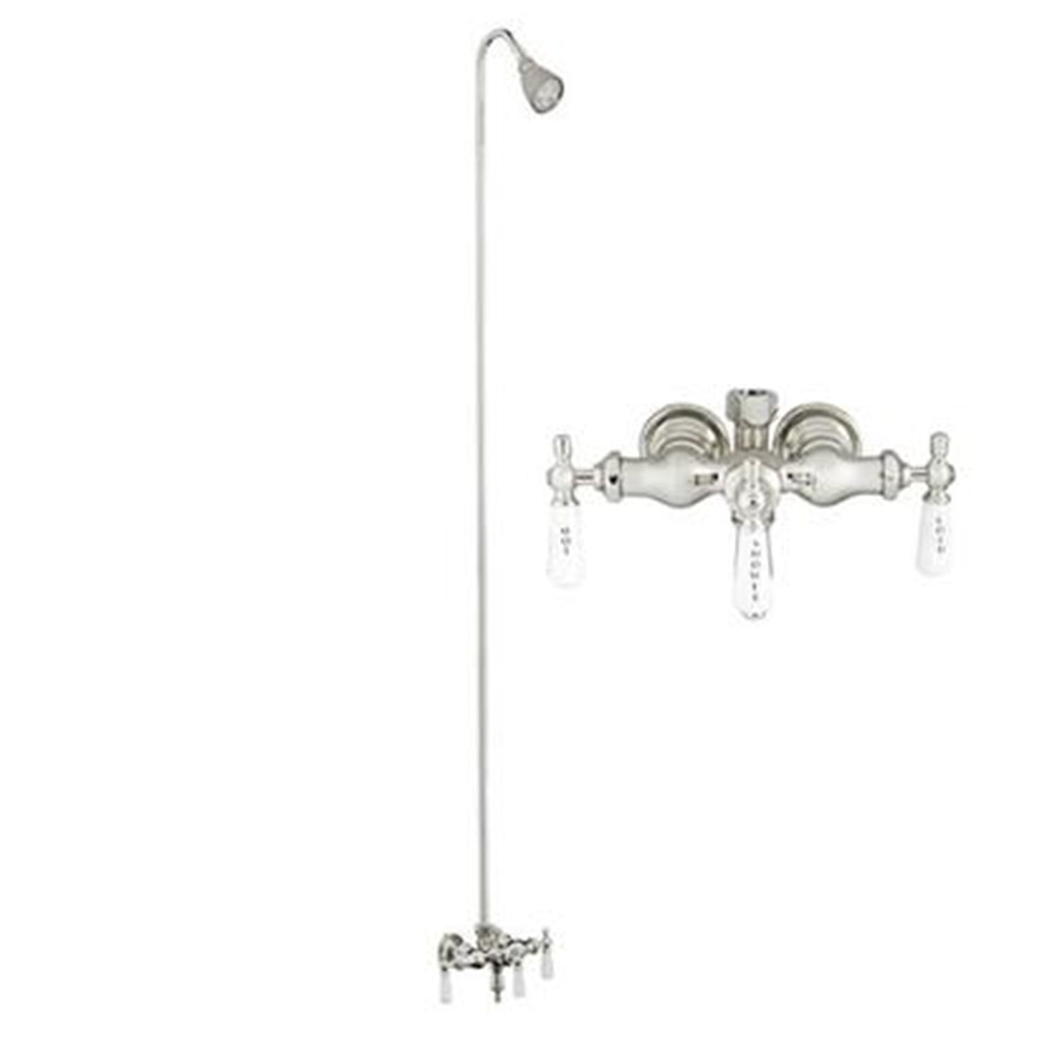 Chrome Wall Mounted 3-Handle Tub Faucet with Diverter