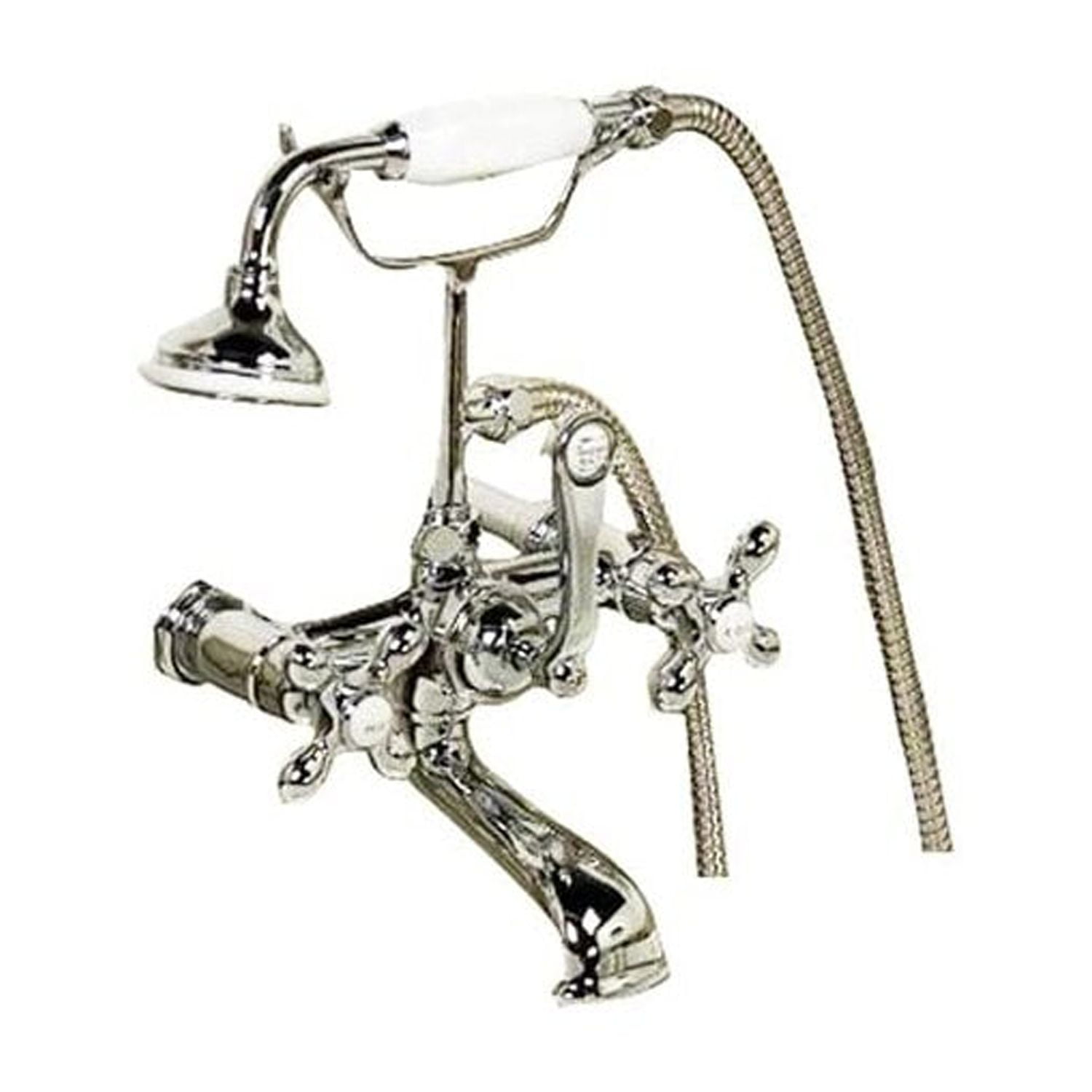 Modern Polished Nickel Wall-Mounted Faucet with Handshower