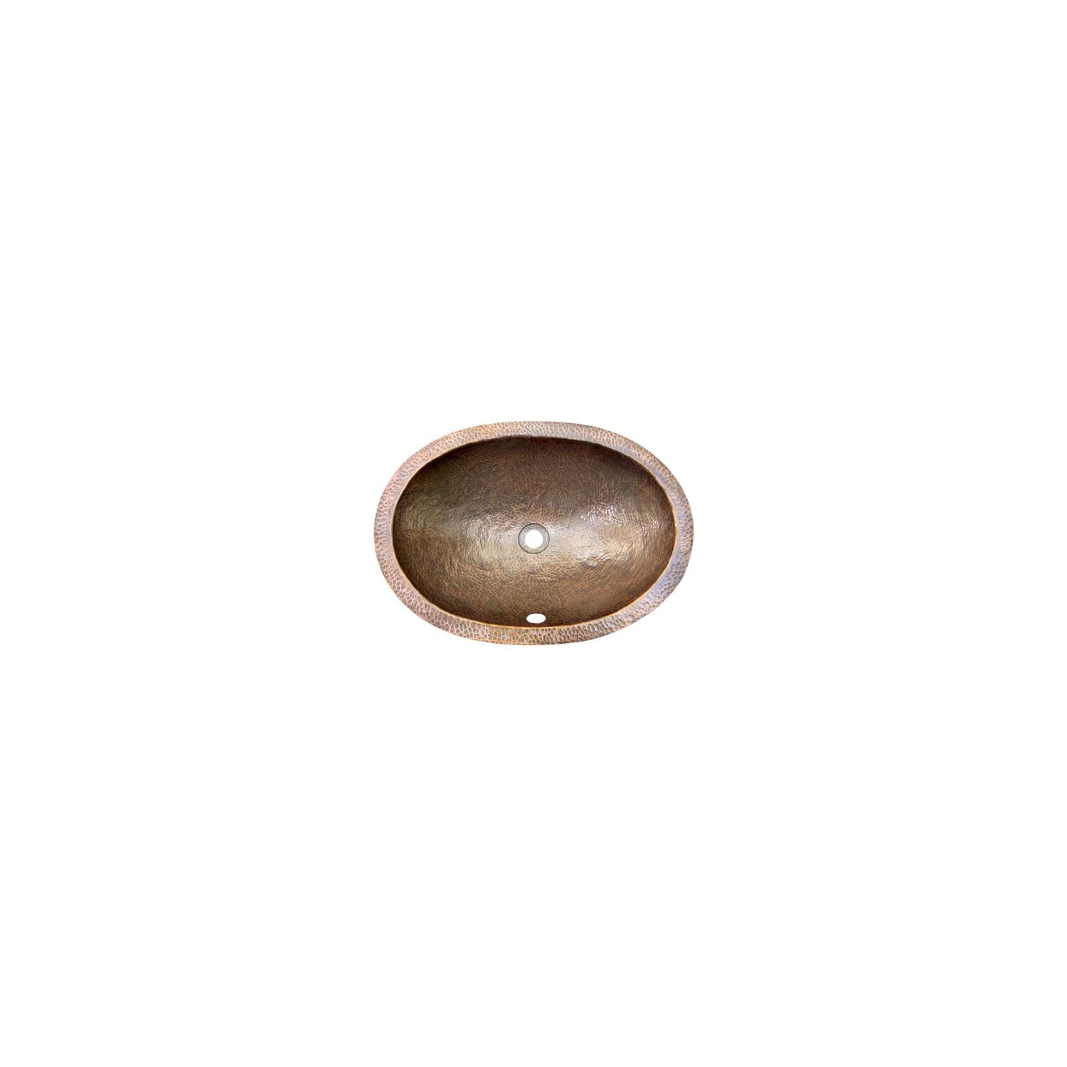 Hammered Antique Copper Oval Undermount Bathroom Sink