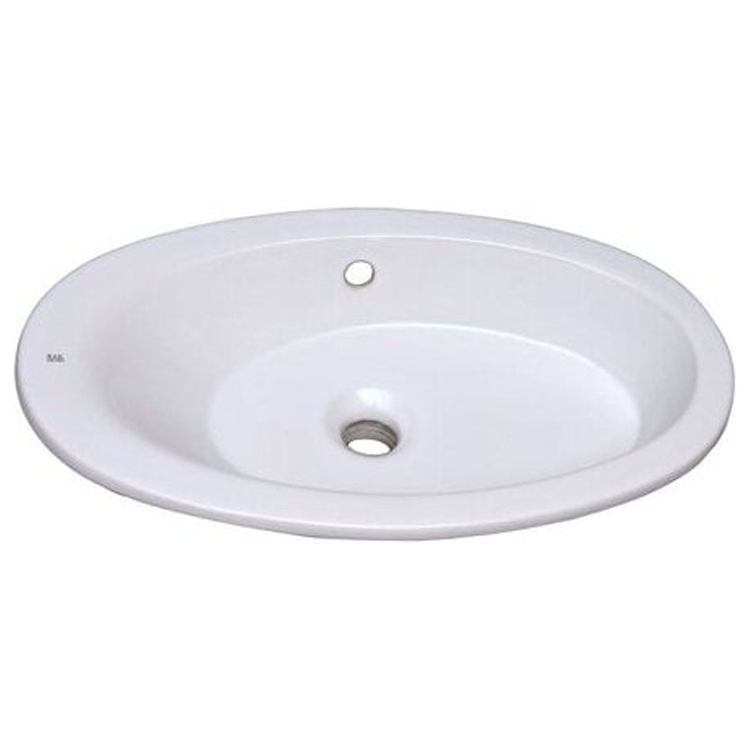 Snowy White Oval Ceramic Drop-In Sink with Overflow