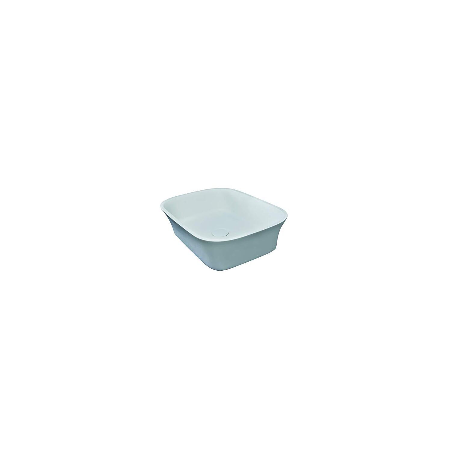 White Matte Resin Rectangular Above-Counter Vessel Sink