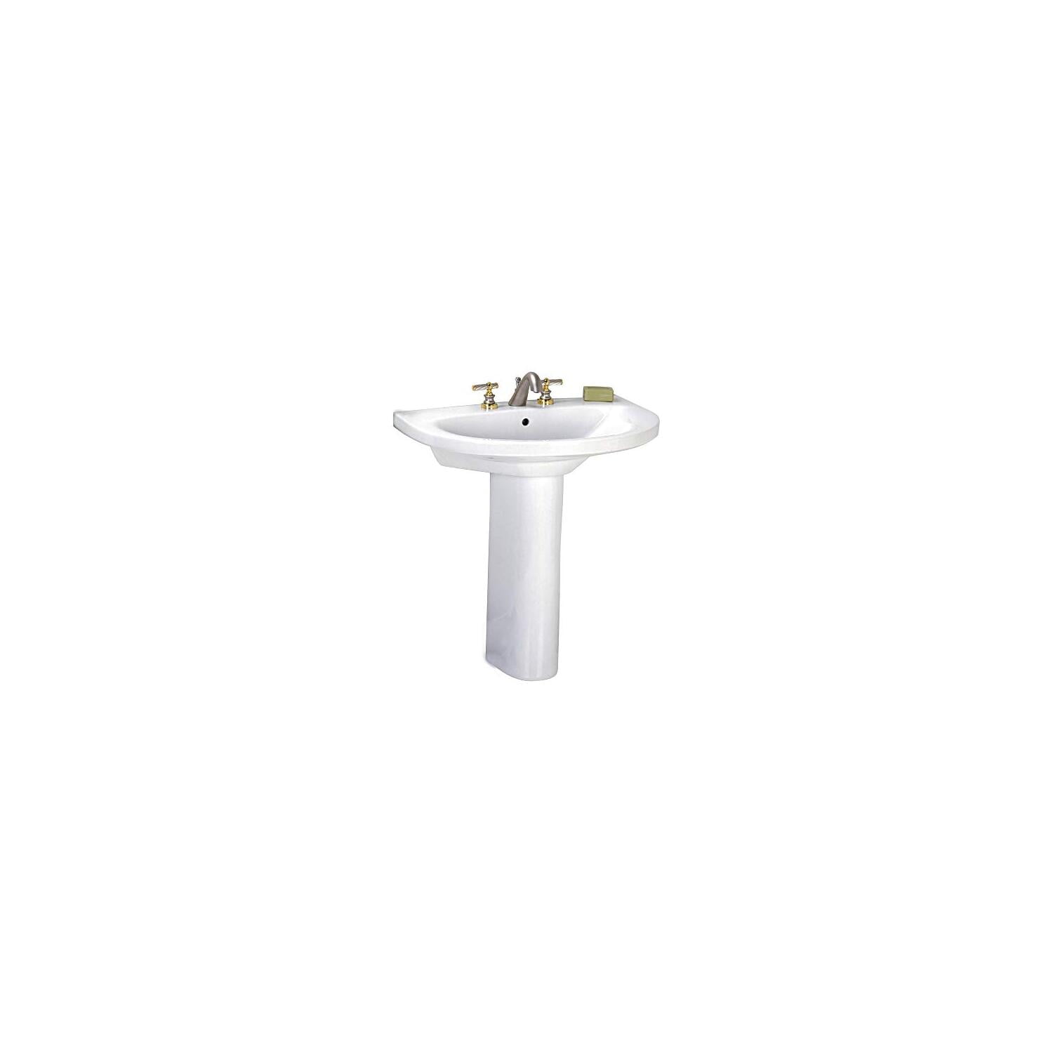 Pristine White Vitreous China Pedestal Sink with Overflow
