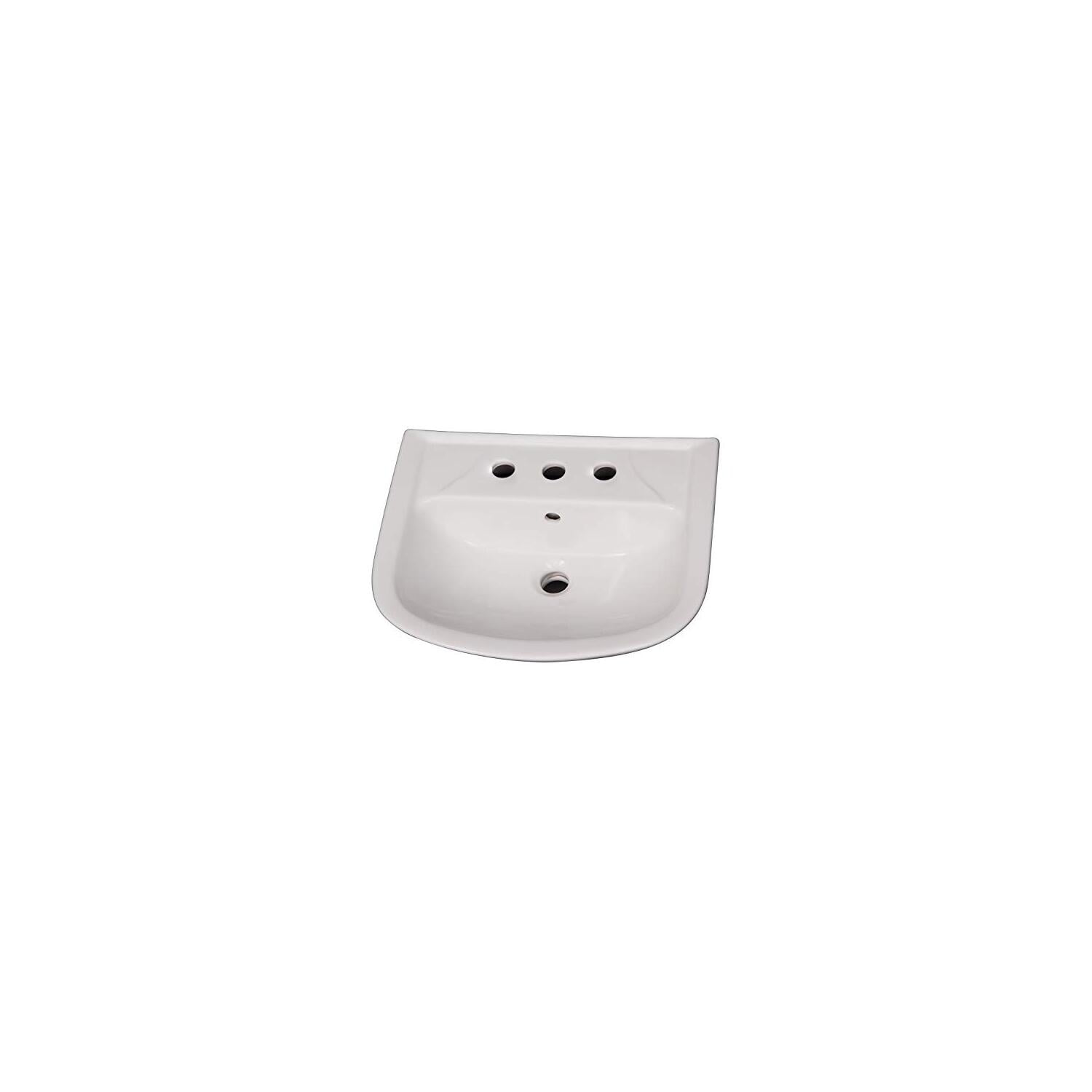 White Vitreous China Rectangular Pedestal Sink with Overflow
