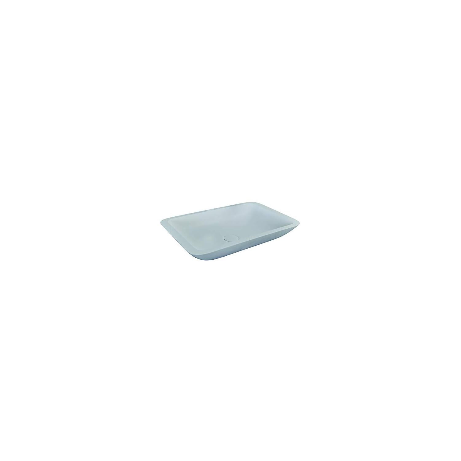 Glossy White Resin Rectangular Vessel Sink
