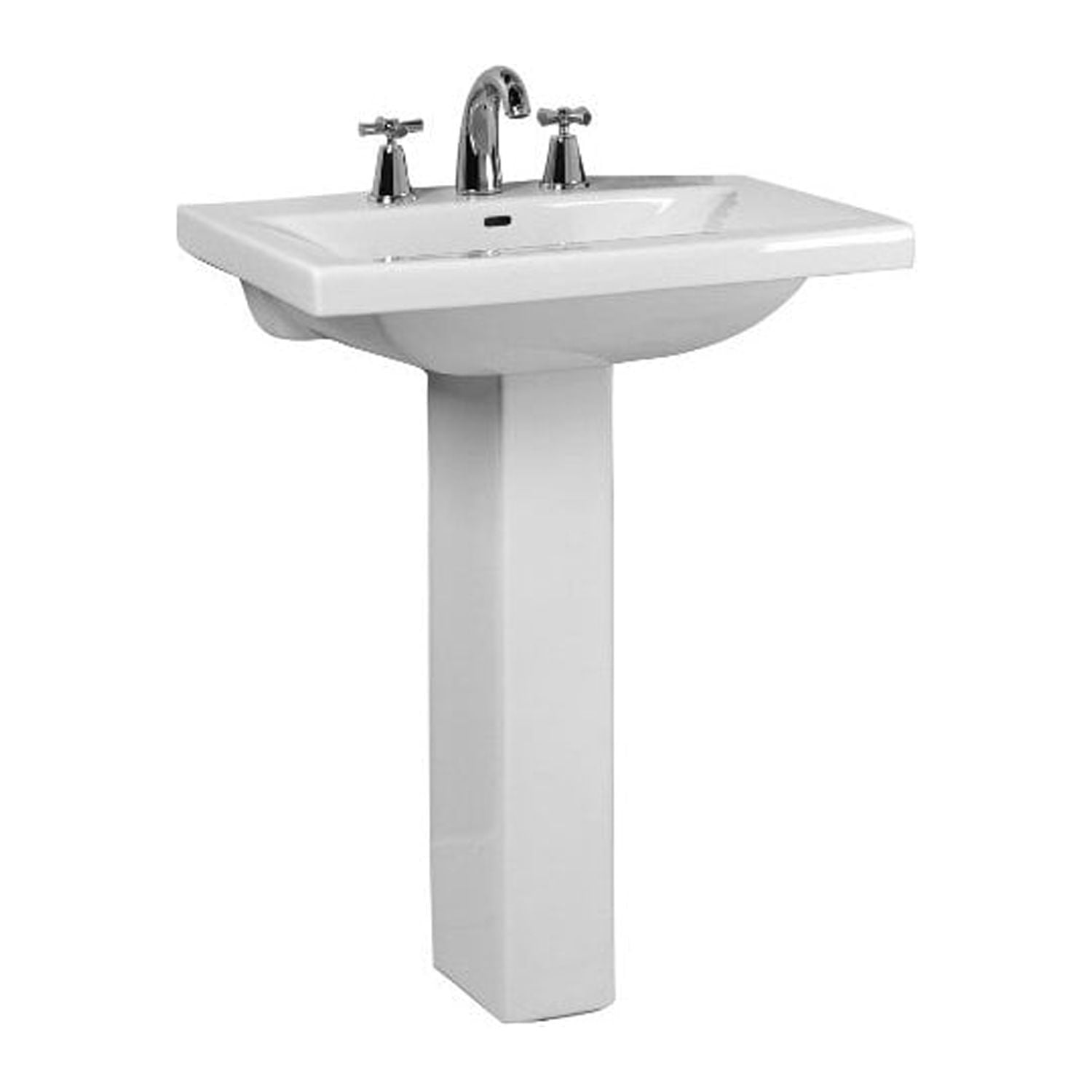 Modern White Ceramic Pedestal Sink with Column Base