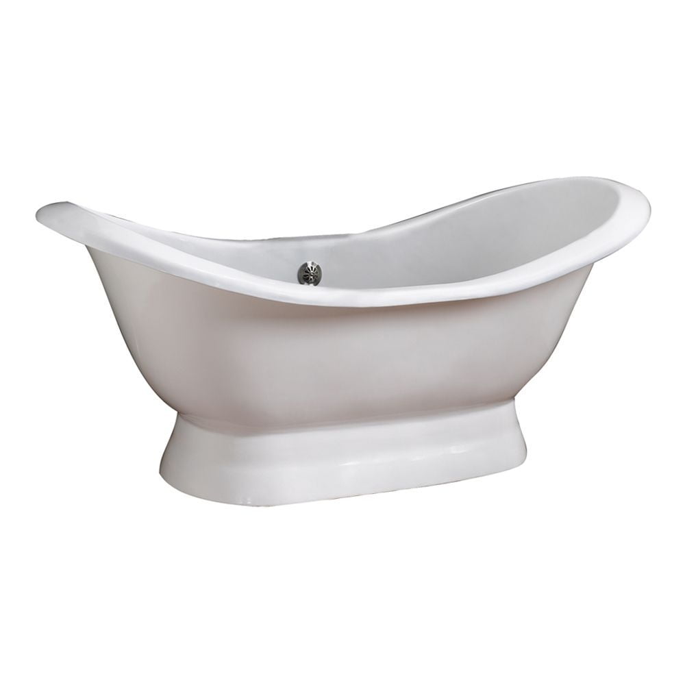 Oxnard 72" White Cast Iron Double Slipper Pedestal Tub