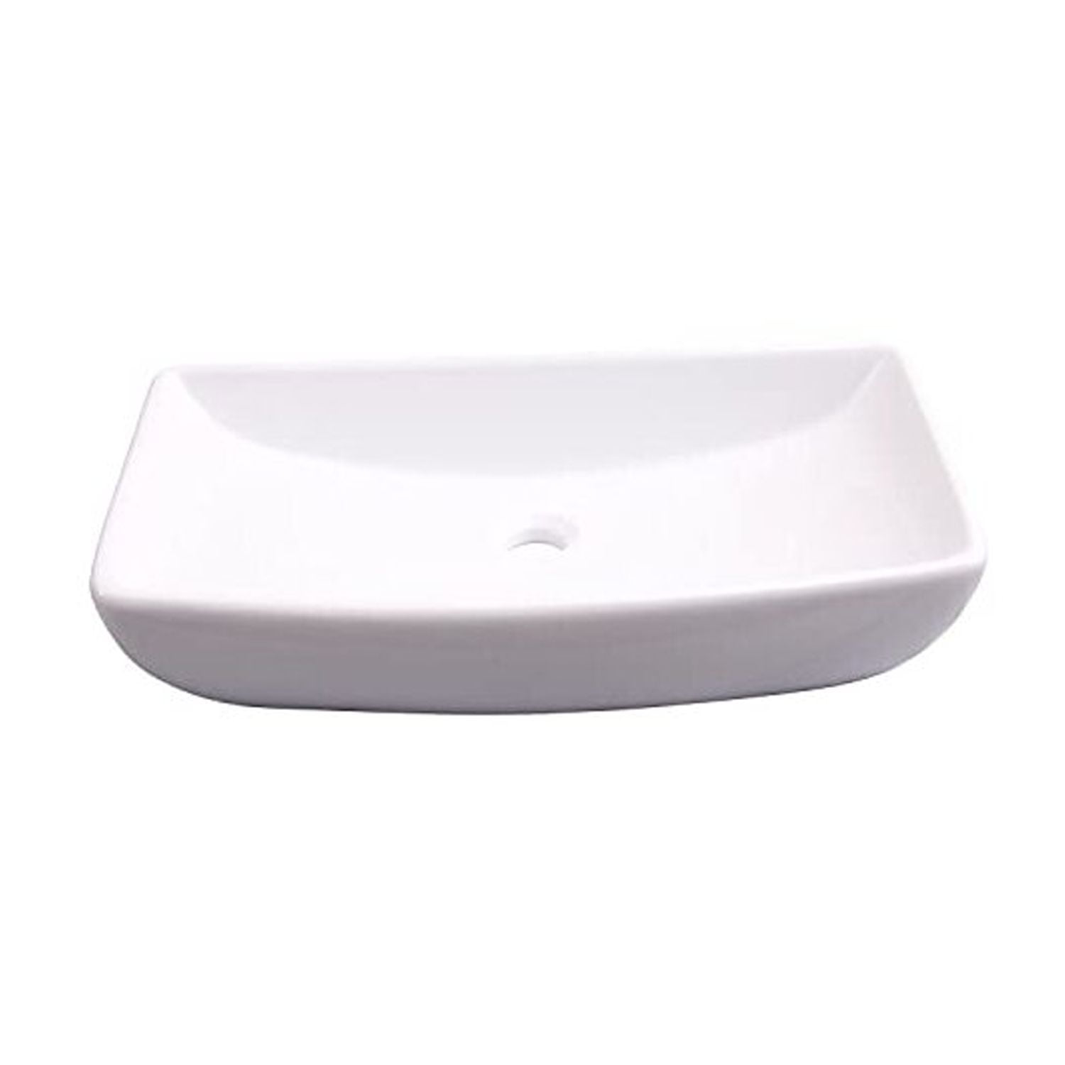 White Rectangular Ceramic Above-Counter Vessel Sink