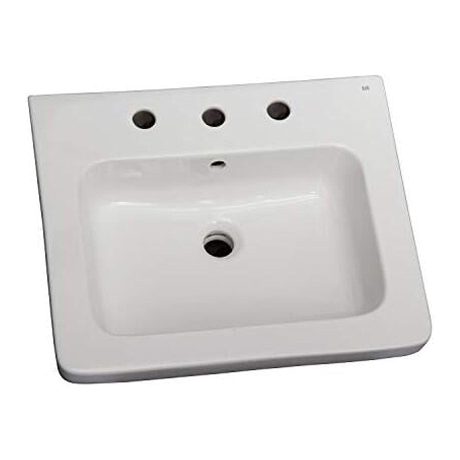 White Ceramic Rectangular Wall-Mount Pedestal Sink