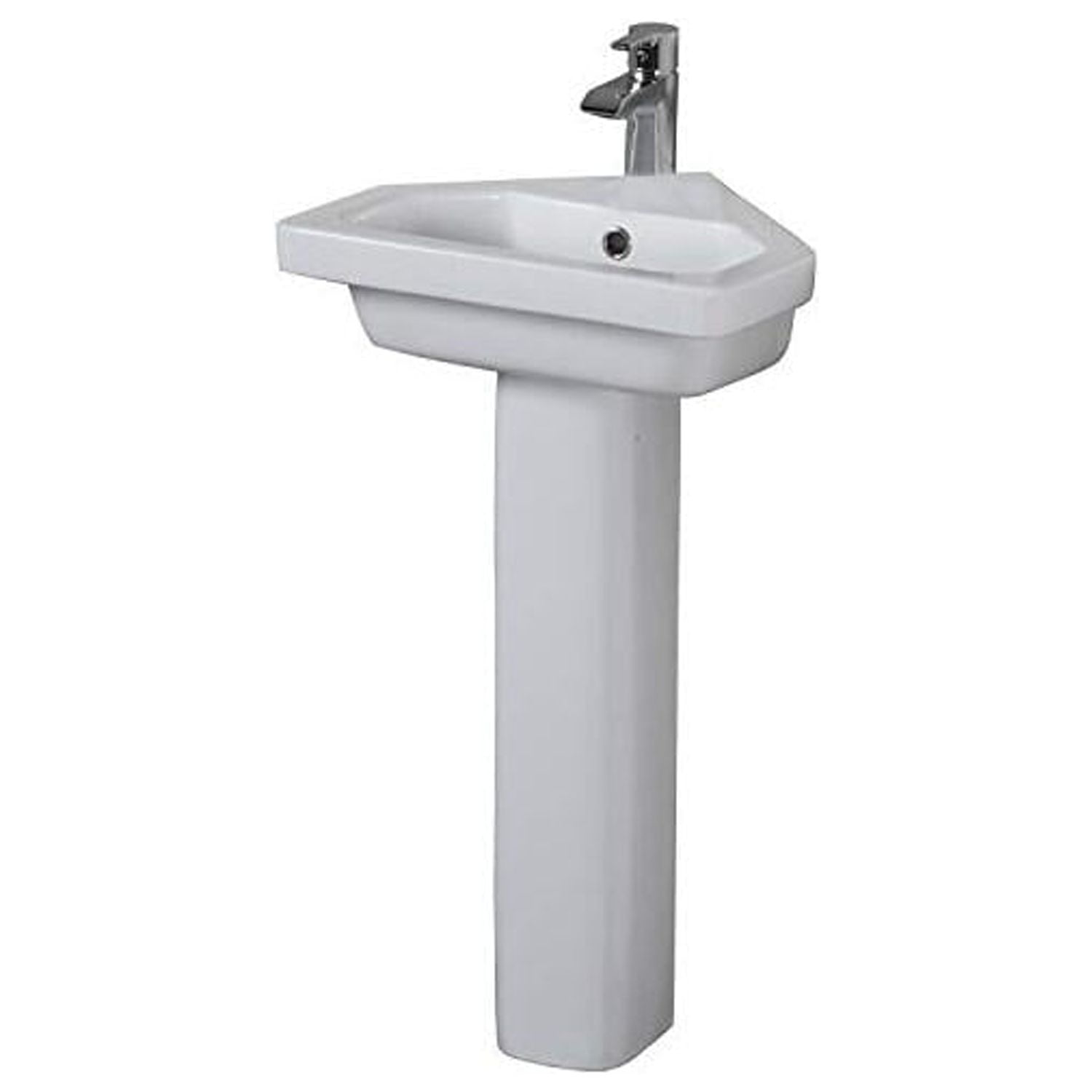White Vitreous China Modern Corner Pedestal Sink
