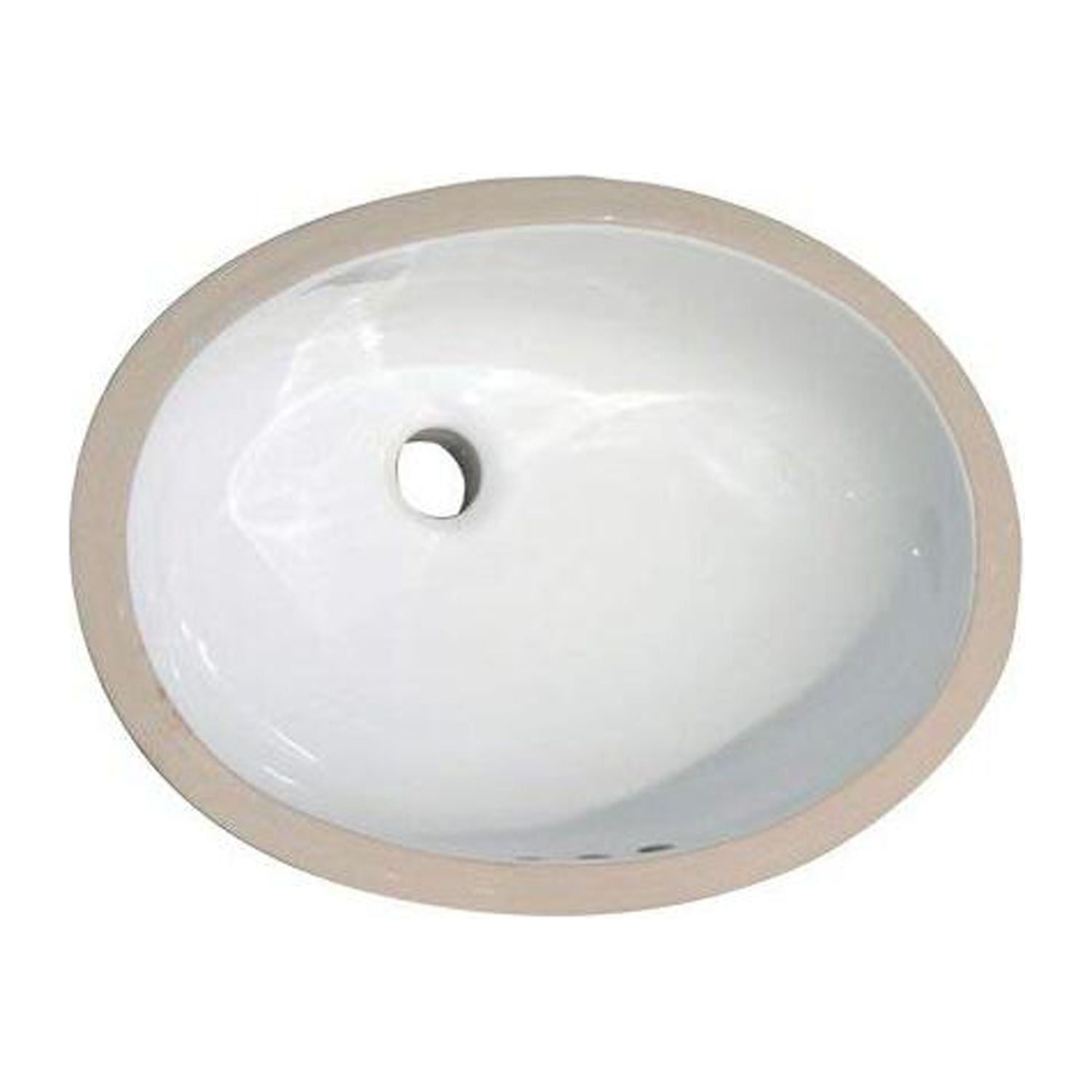 Beige and White Ceramic Oval Undermount Sink