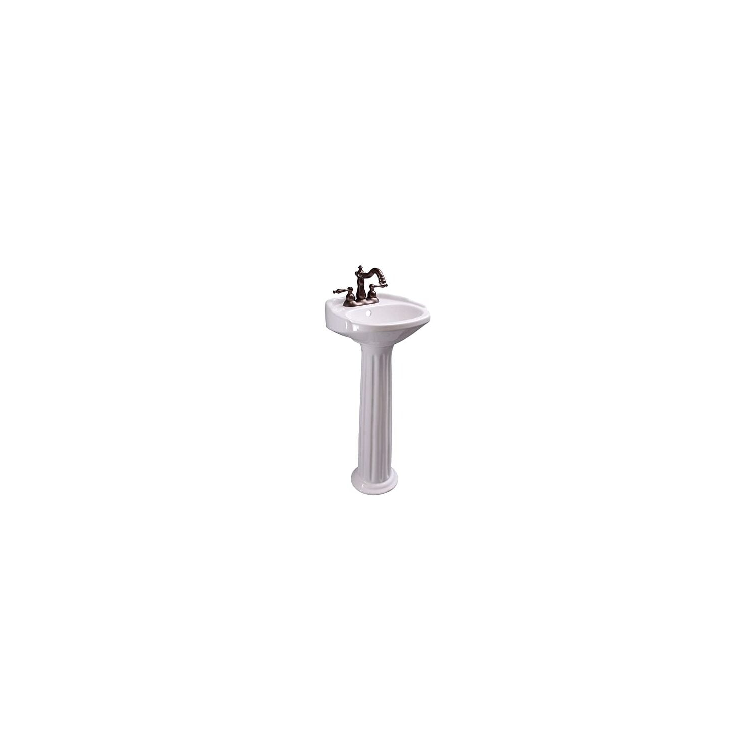 White Vitreous China Oval Pedestal Sink with Overflow