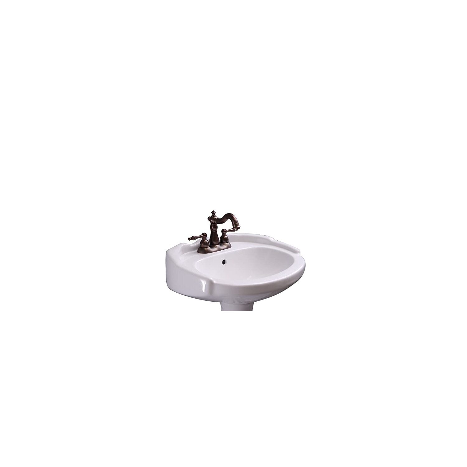 Silvi White Ceramic Oval Pedestal Sink with Overflow