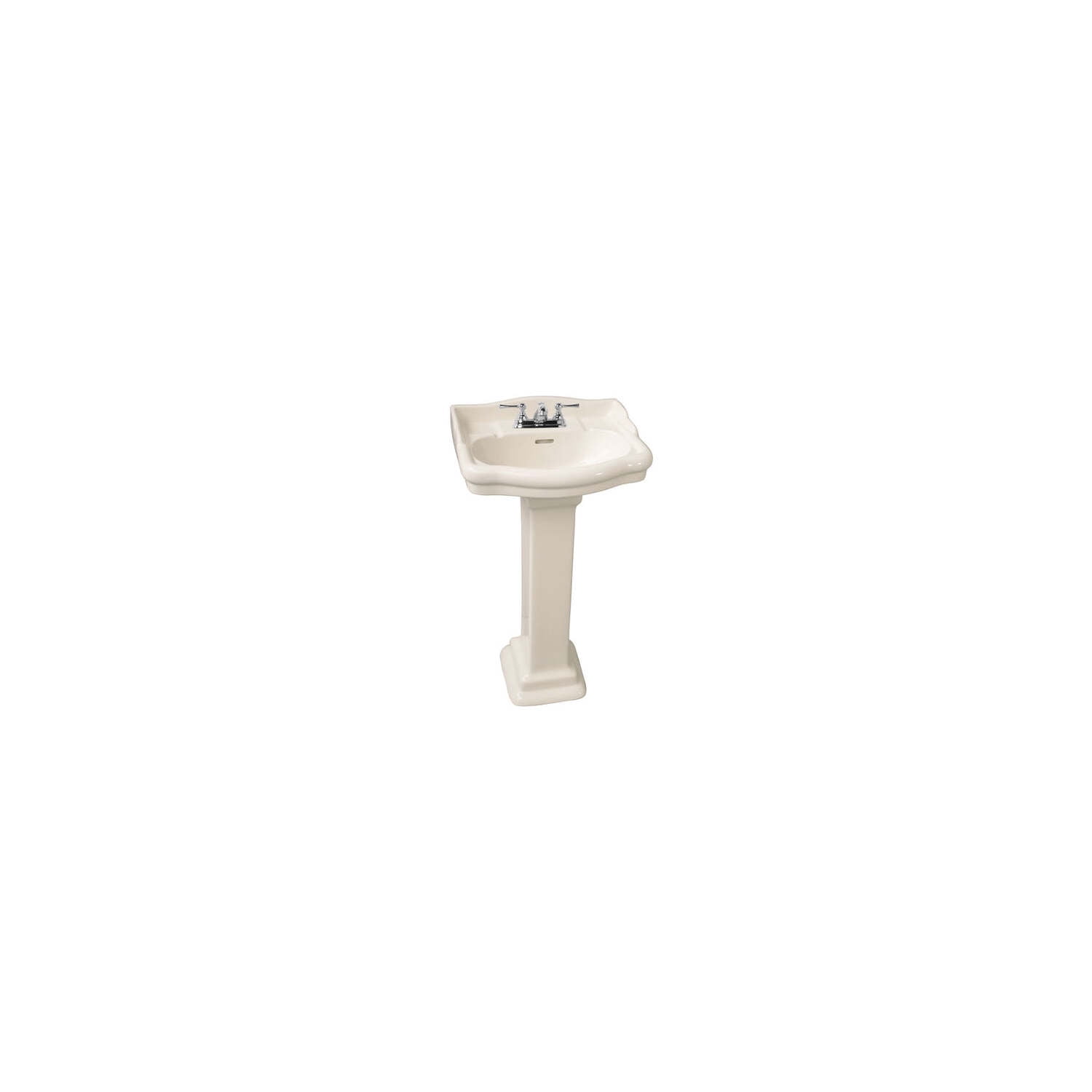 Beige Vitreous China Oval Pedestal Sink with Overflow