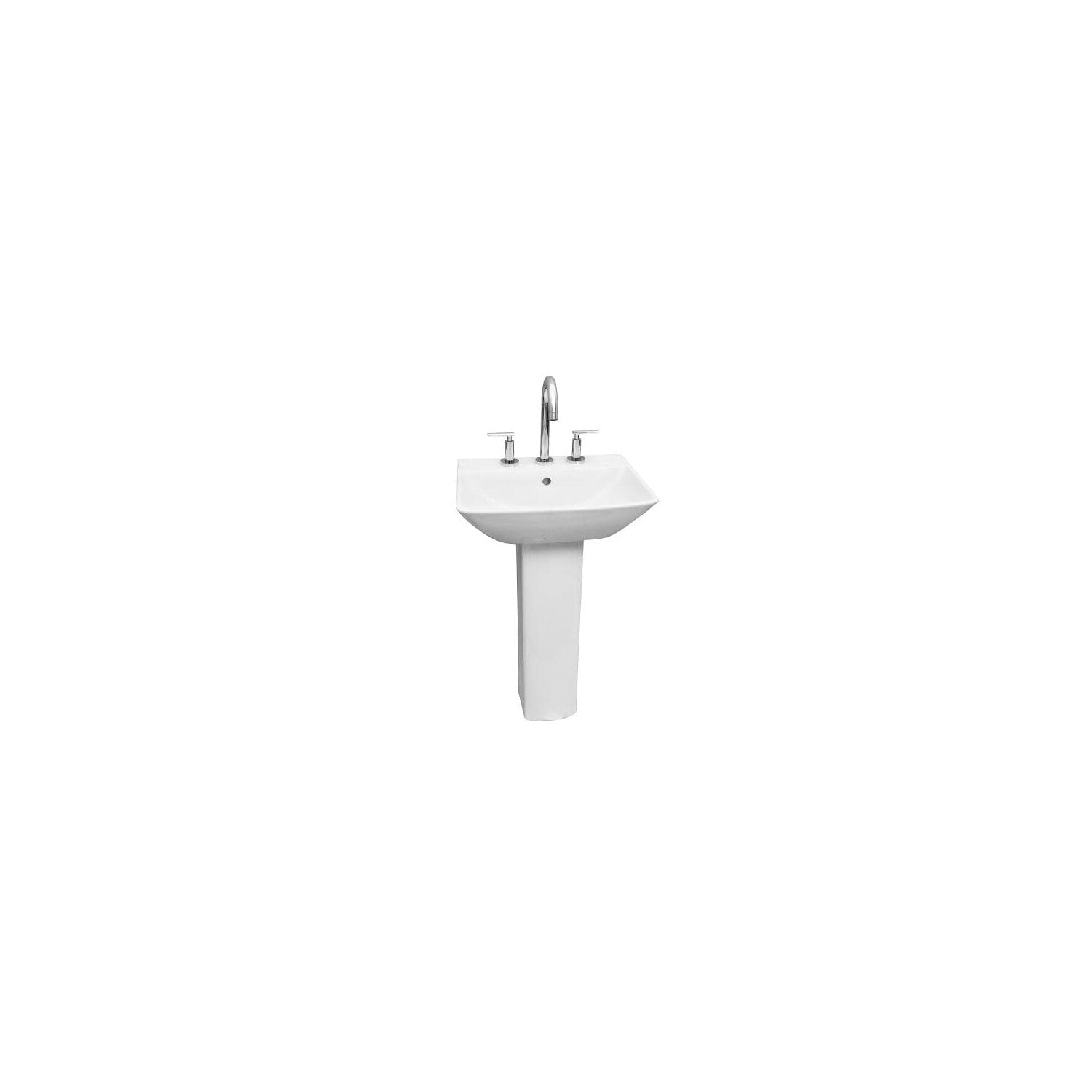 White Vitreous China Rectangular Pedestal Sink with Overflow
