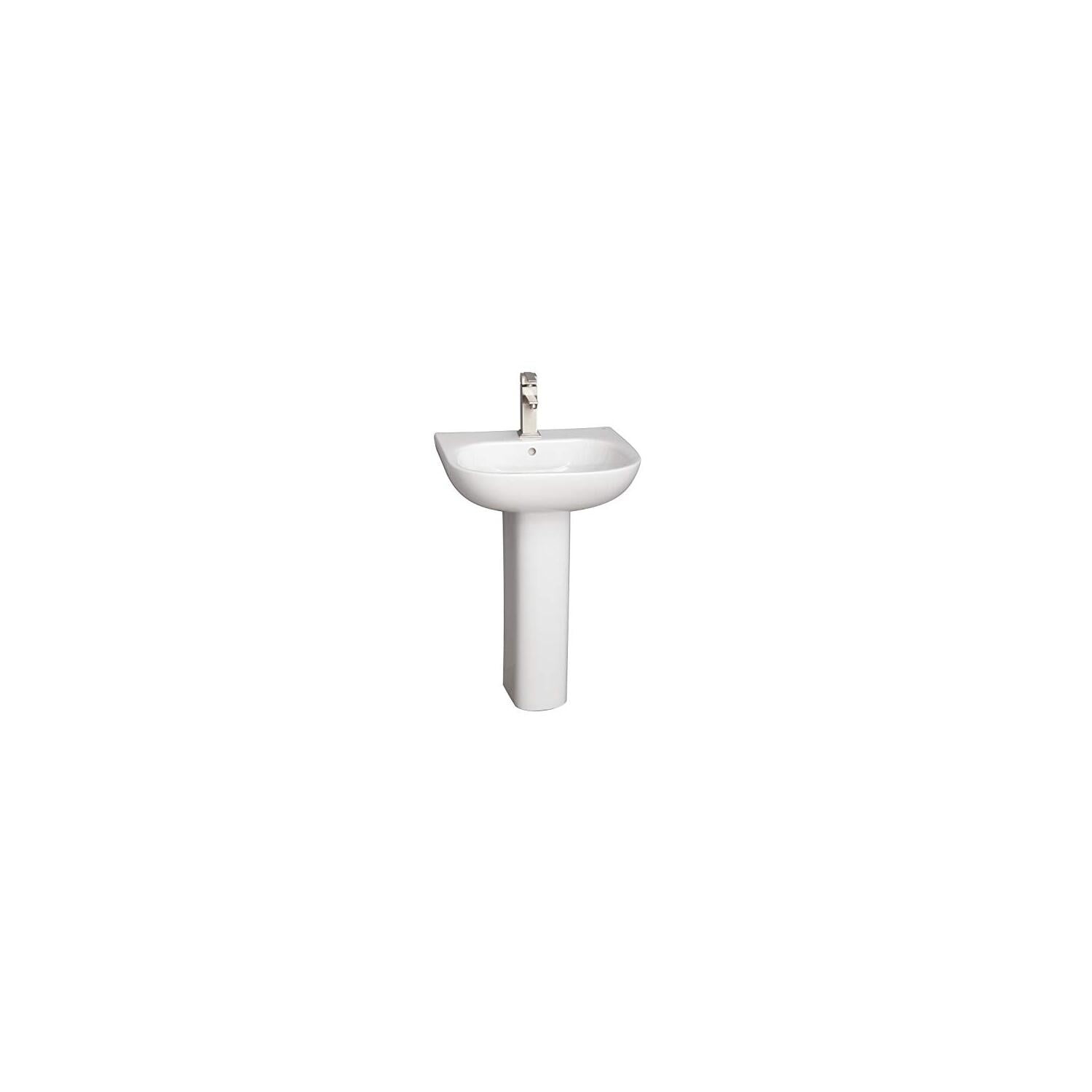 White Ceramic Modern Pedestal Sink with Column