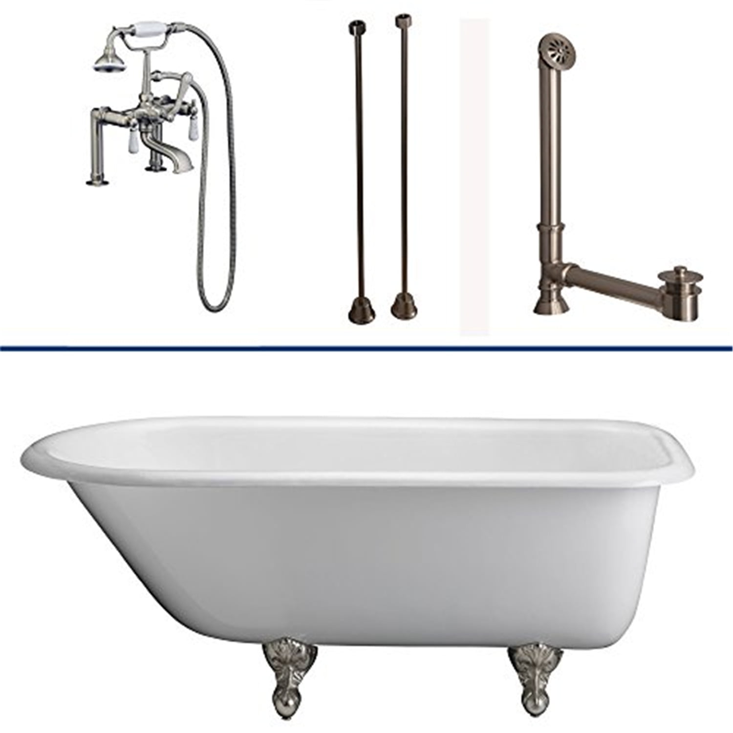 Elegant 68" Cast Iron Clawfoot Soaker Tub with Ball and Claw Feet