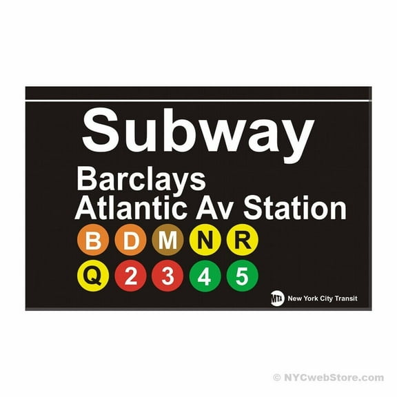 Barclays Atlantic Ave, Brooklyn Subway Magnet - New York City Sign Replica