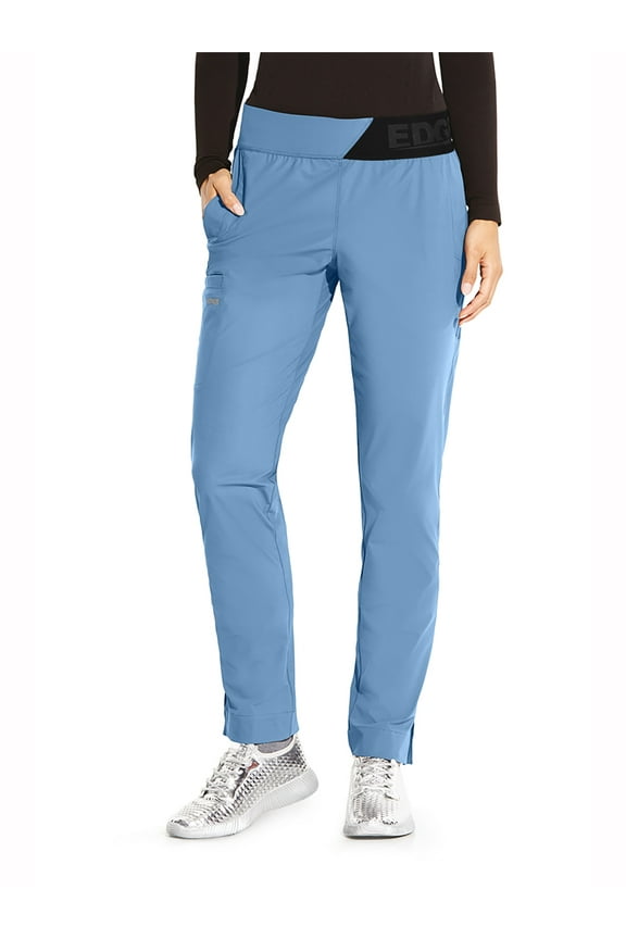 Grey's Anatomy Edge GEP004 Women's Three Pocket Side Logo Elastic Waist Axis Scrub Pant Ciel Blue XXS