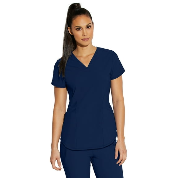Barco Grey's Anatomy Edge GET018 Women's Nova Four Pocket Crossover V-Neck Princess Seam Scrub Top Indigo (Navy) XS